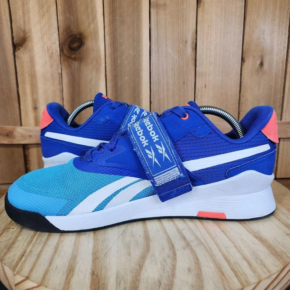 Reebok Lifter PR II Shoes Mens 10 Blue Mesh Gym Weightlifting Sneakers FX3227
